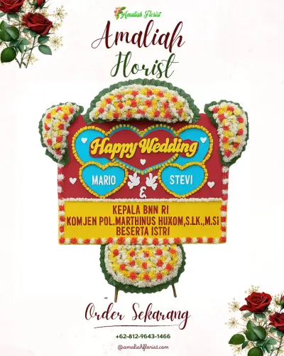 Karangan Papan Bunga Pernikahan di Ragajaya